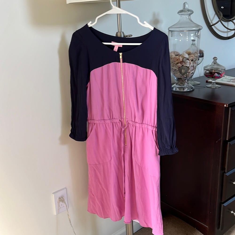 Lilly Pulitzer navy and pink dress 4